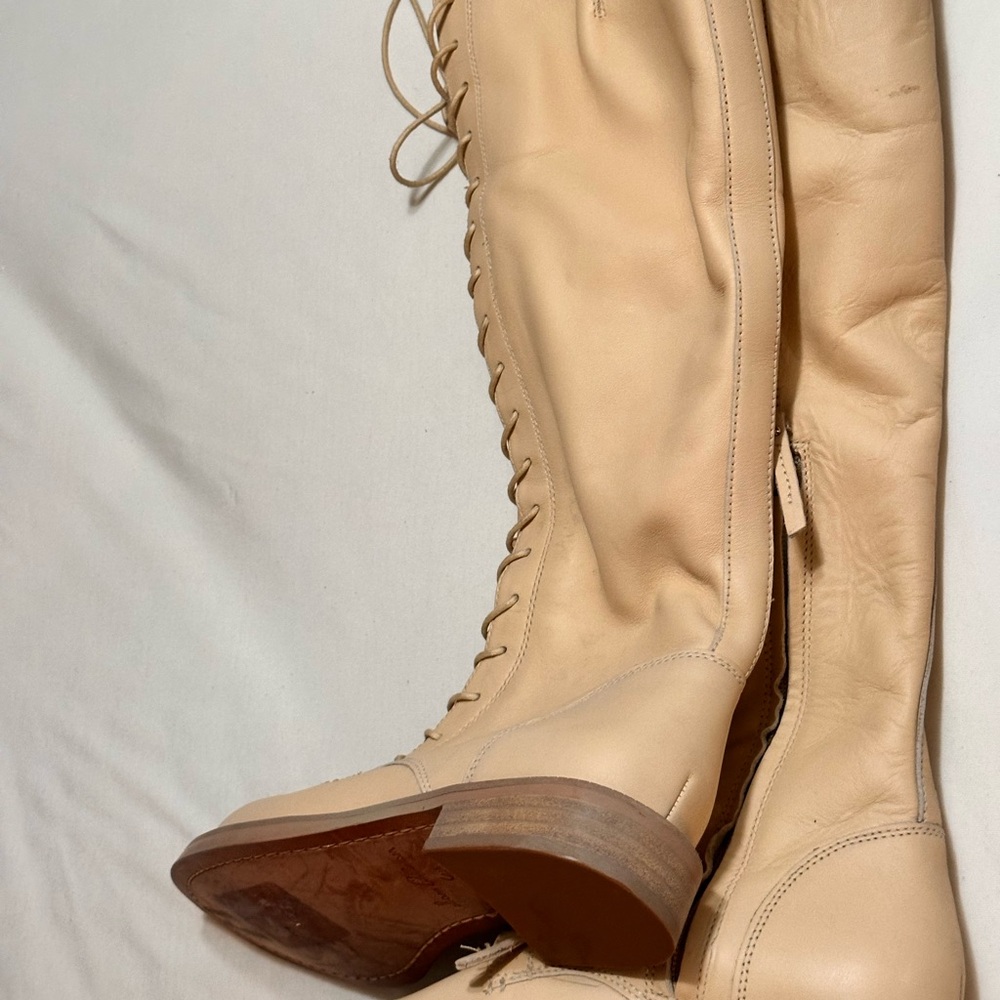 Sam Edelman Nance Eggshell Beige Chunky Heel Lace… - image 2